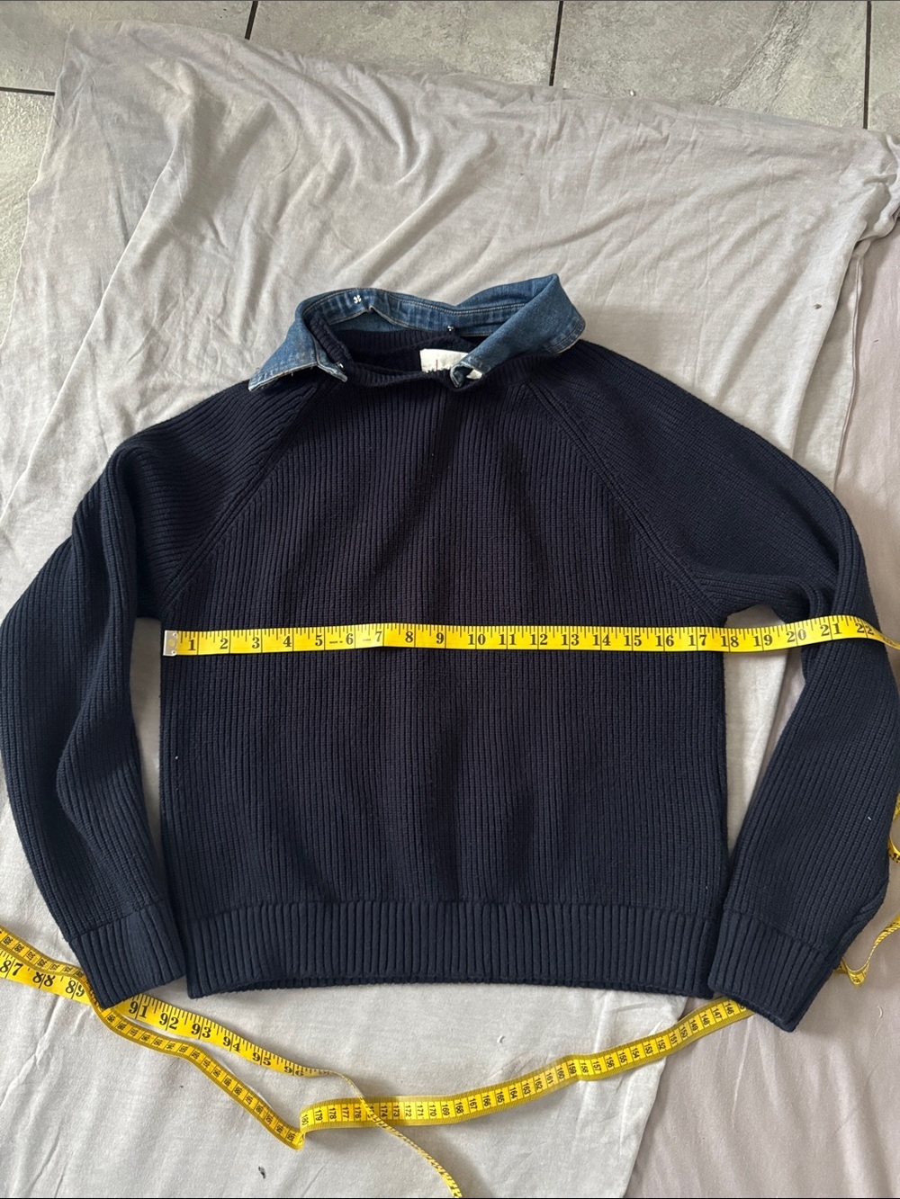 Anthropology Navy Ribbed Crewneck Sweater